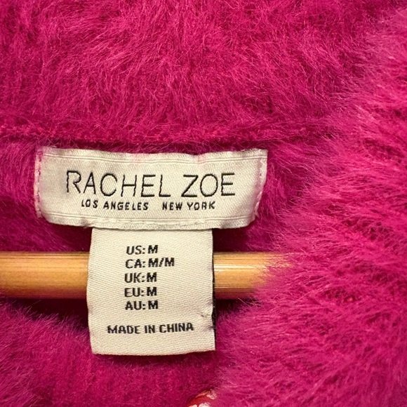 Rachel Zoe Fuzzy Pink Sleeveless Sweater Sz M - Picture 2 of 14